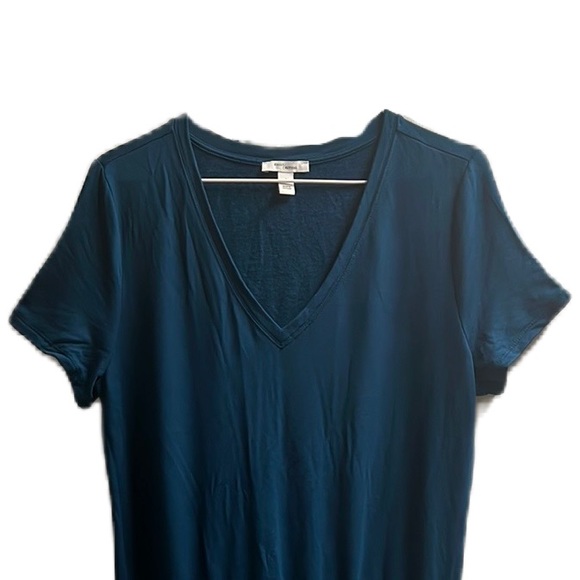 DAILY RITUAL, V-Neckline, Drawstring Waist, Cap Sleeves Romper, Dark Teal, L - Picture 5 of 9